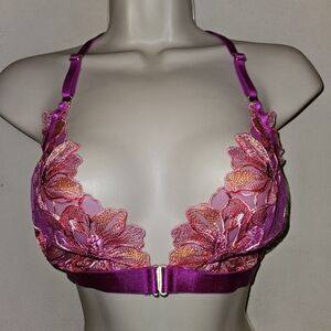 Floral Lace Women's Bra - Pink and Purple